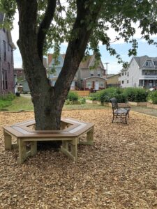 seating area at community garden